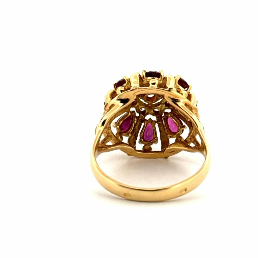 Bague Cocktail Or Jaune Spinelle & Diamants