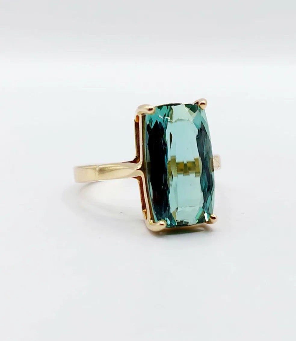 Bague cocktail or jaune, tourmaline 5,70 carats (circa 1950)