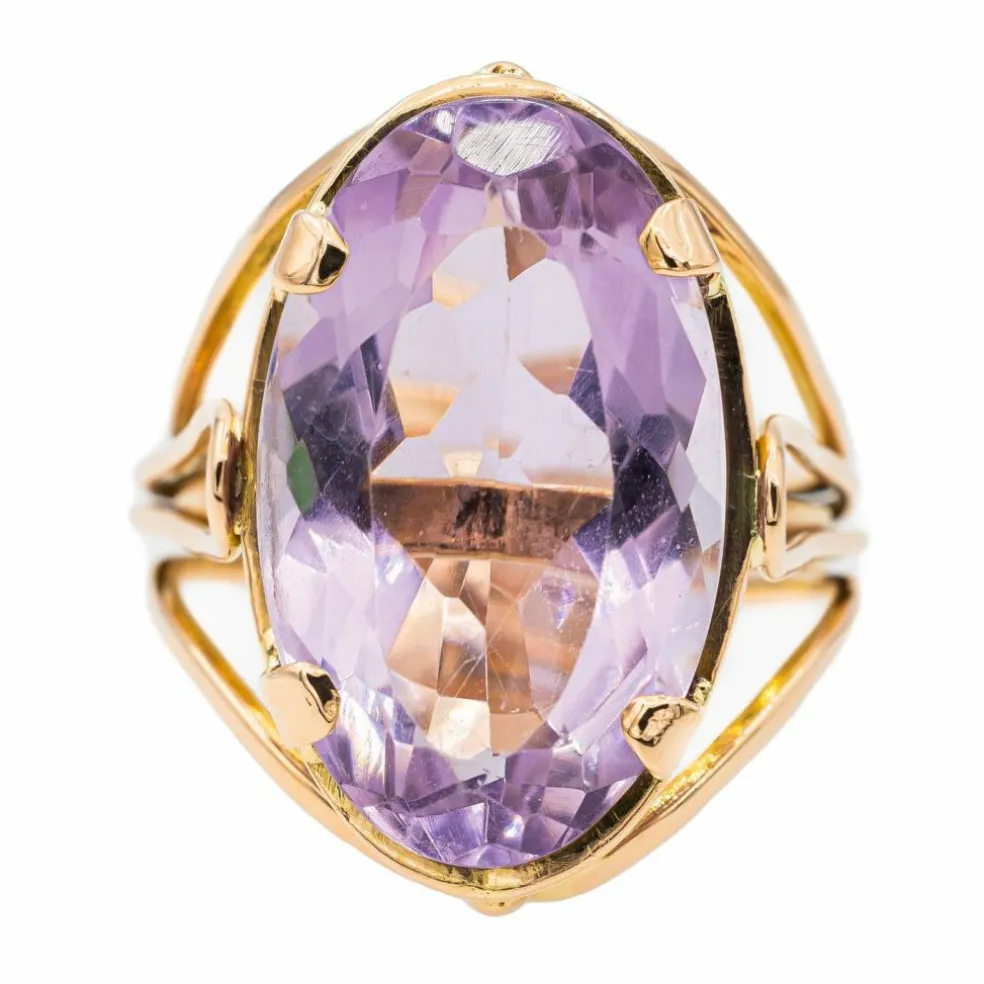 Bague Cocktail Or rose Améthyste
