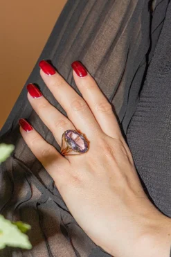 Bague Cocktail Or rose Améthyste