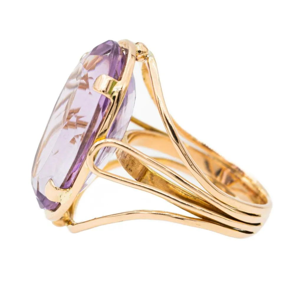 Bague Cocktail Or rose Améthyste