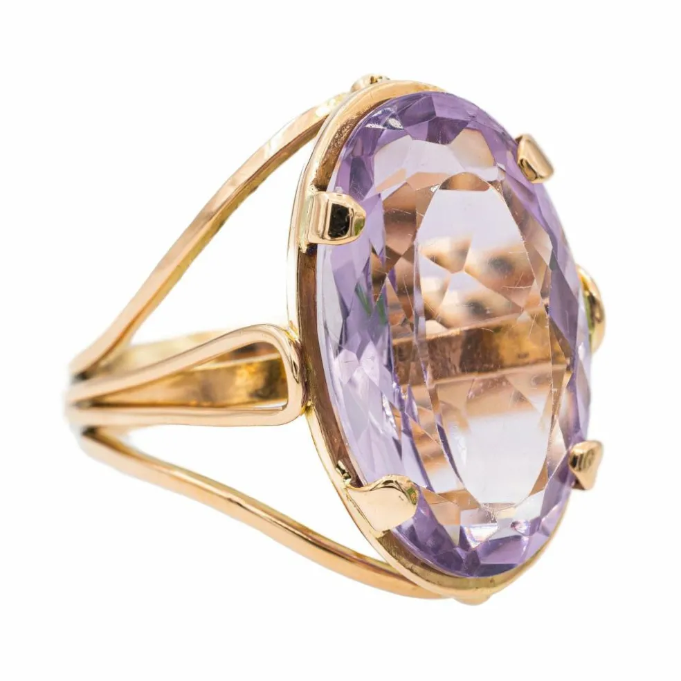 Bague Cocktail Or rose Améthyste