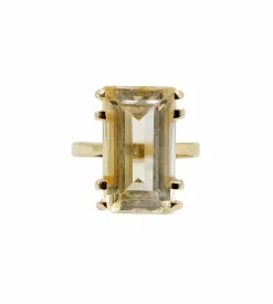 Bague cocktail or rose 18k ornée d'une citrine de 6.65 carats art deco