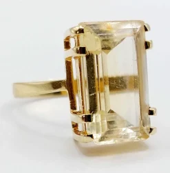 Bague cocktail or rose 18k ornée d'une citrine de 6.65 carats art deco