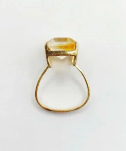 Bague cocktail or rose 18k ornée d'une citrine de 6.65 carats art deco