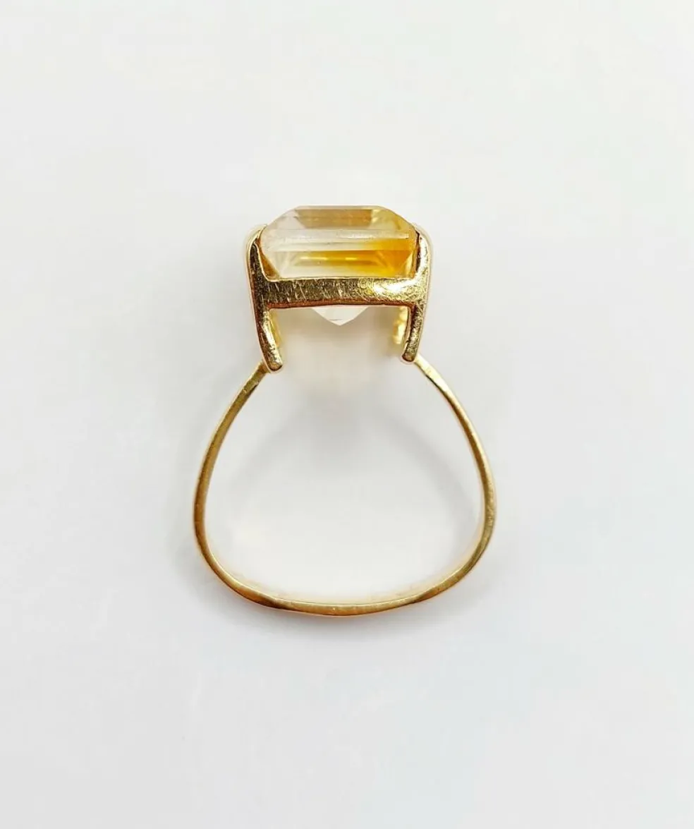Bague cocktail or rose 18k ornée d'une citrine de 6.65 carats art deco