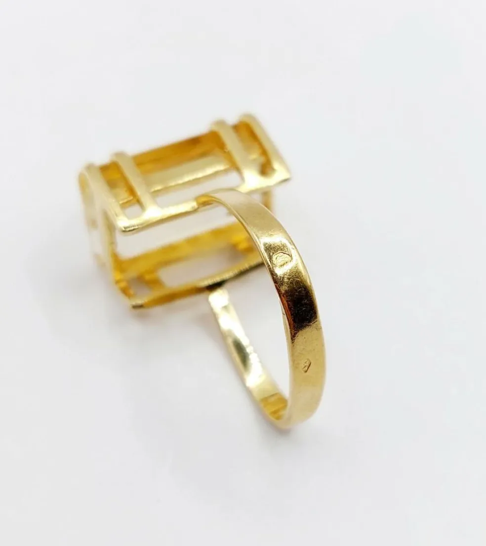 Bague cocktail or rose 18k ornée d'une citrine de 6.65 carats art deco