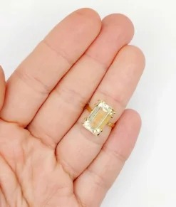Bague cocktail or rose 18k ornée d'une citrine de 6.65 carats art deco