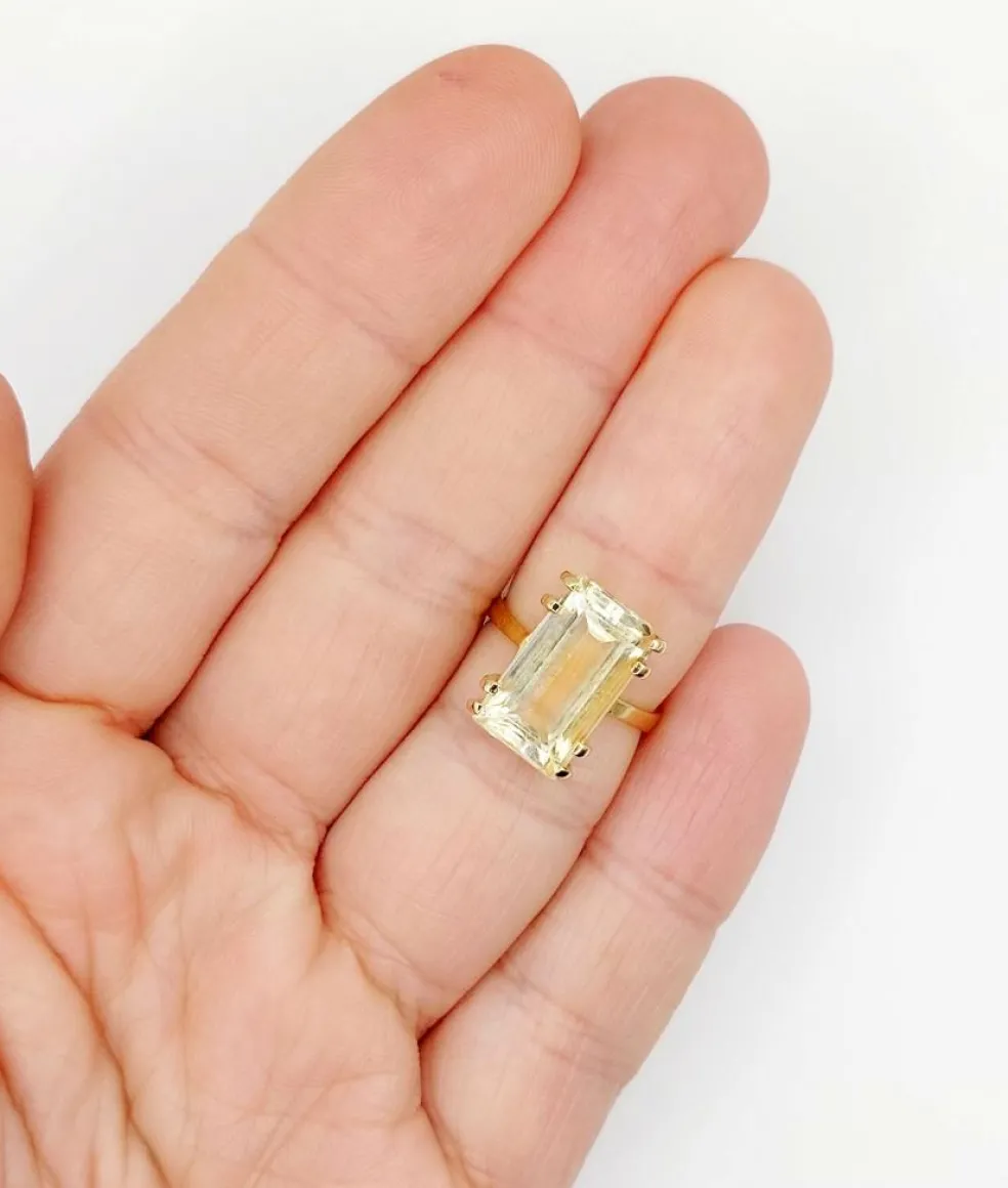 Bague cocktail or rose 18k ornée d'une citrine de 6.65 carats art deco