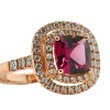 Bague Cocktail Or Rose Rhodolite Diamants