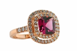 Bague Cocktail Or Rose Rhodolite Diamants