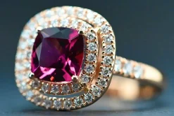 Bague Cocktail Or Rose Rhodolite Diamants