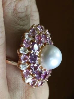 Bague cocktail Perle Or jaune