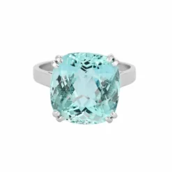Bague cocktail platine et aigue-marine