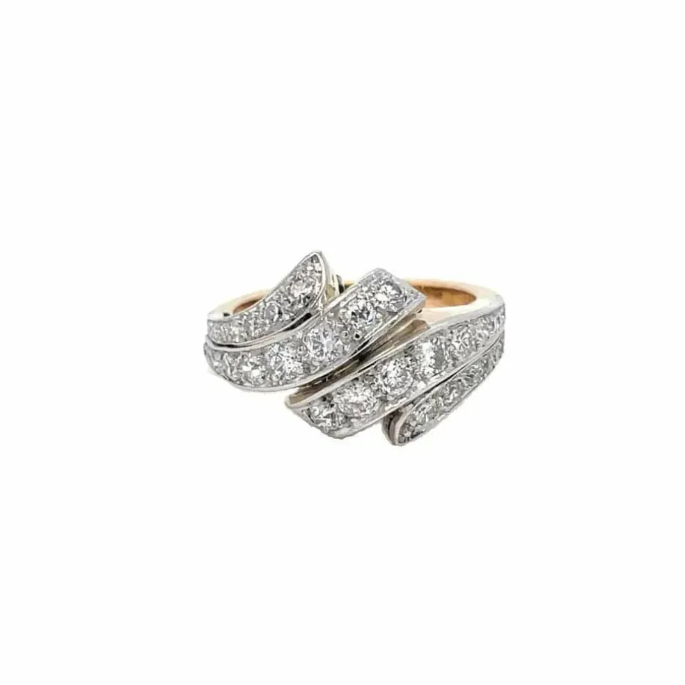 Bague Cocktail Rétro Or Diamant