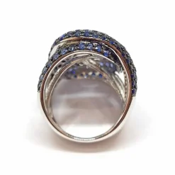 Bague cocktail saphirs diamants or blanc