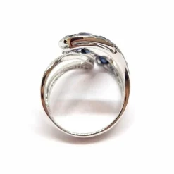 Bague cocktail saphirs diamants or blanc