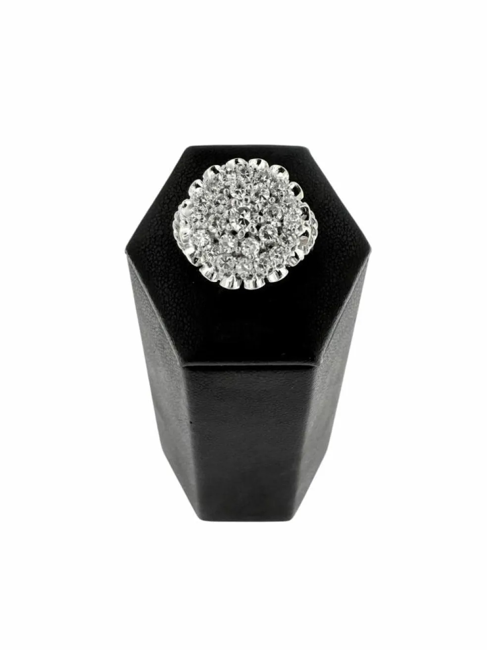 Bague cocktail vintage certifiée HRD or blanc et diamants