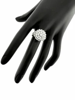Bague cocktail vintage certifiée HRD or blanc et diamants