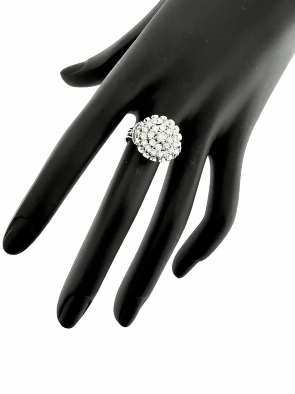 Bague cocktail vintage certifiée HRD or blanc et diamants