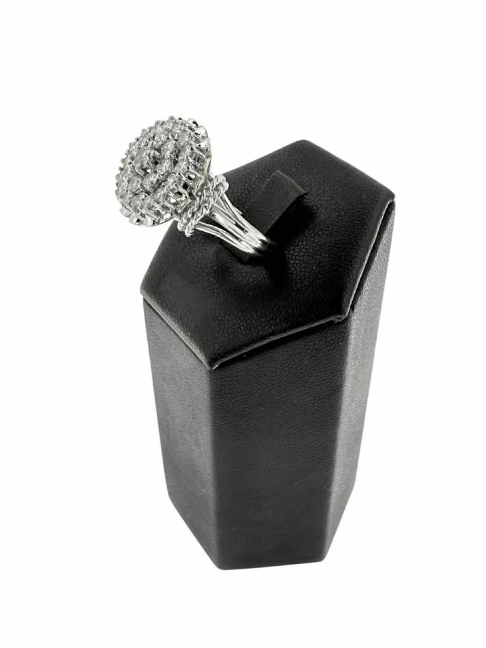 Bague cocktail vintage certifiée HRD or blanc et diamants