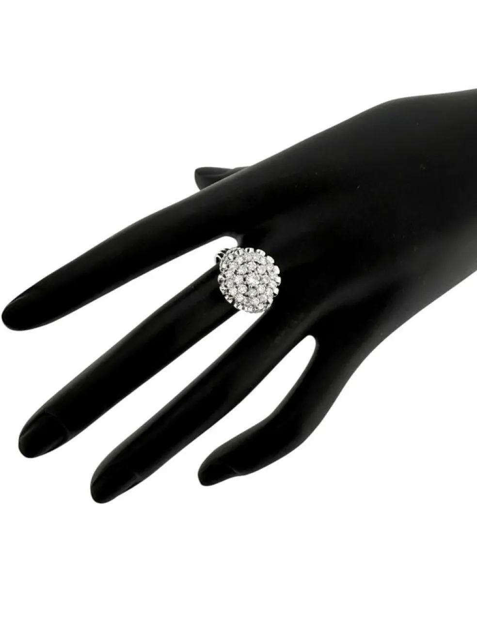Bague cocktail vintage certifiée HRD or blanc et diamants