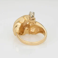 Bague cocktail vintage or et diamants