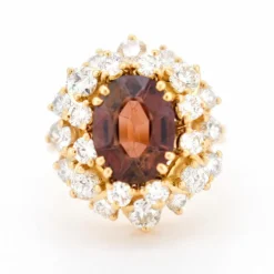 Bague Cocktail Vintage, Tourmaline et Diamants