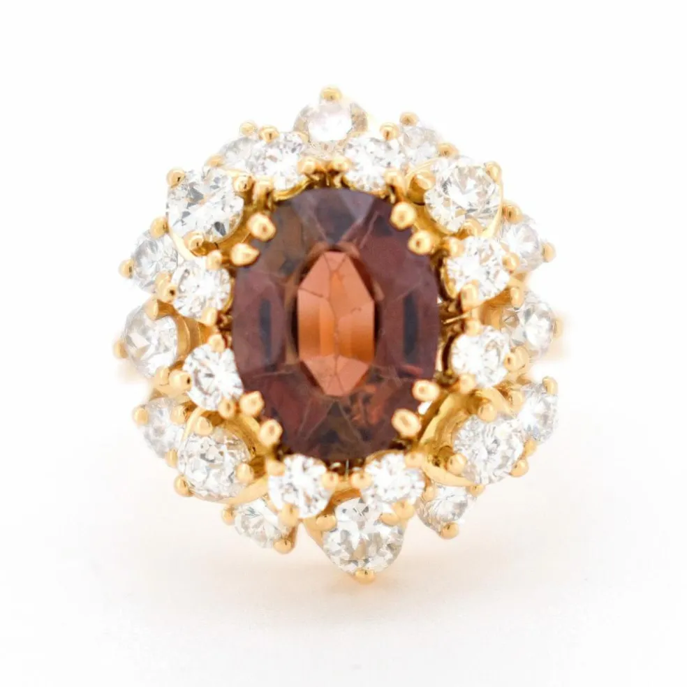Bague Cocktail Vintage, Tourmaline et Diamants