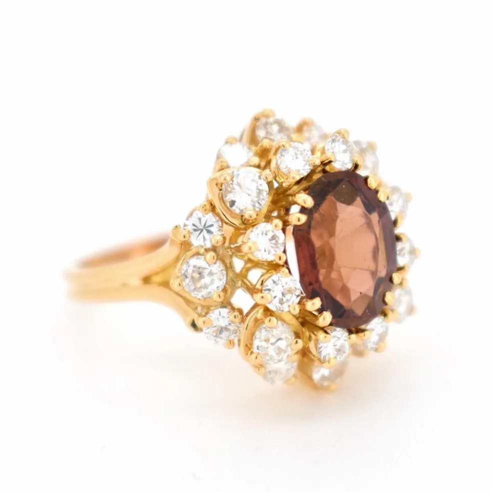 Bague Cocktail Vintage, Tourmaline et Diamants