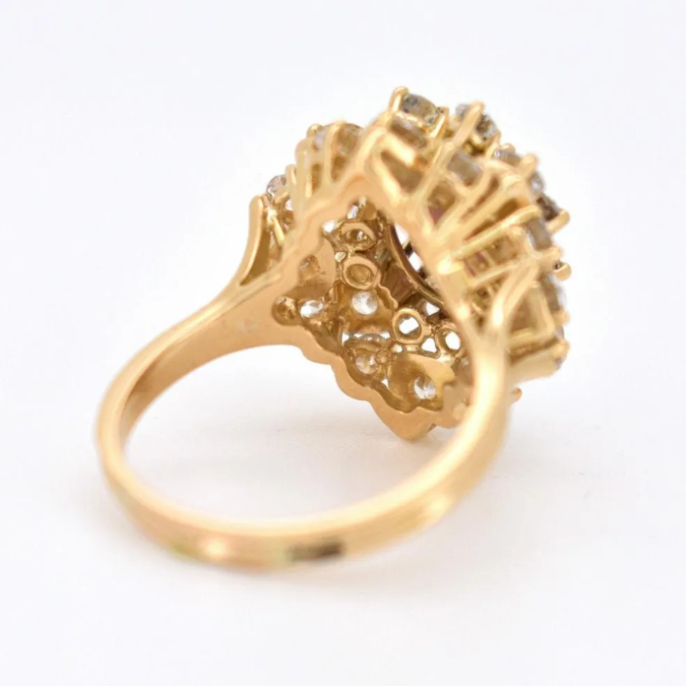 Bague Cocktail Vintage, Tourmaline et Diamants