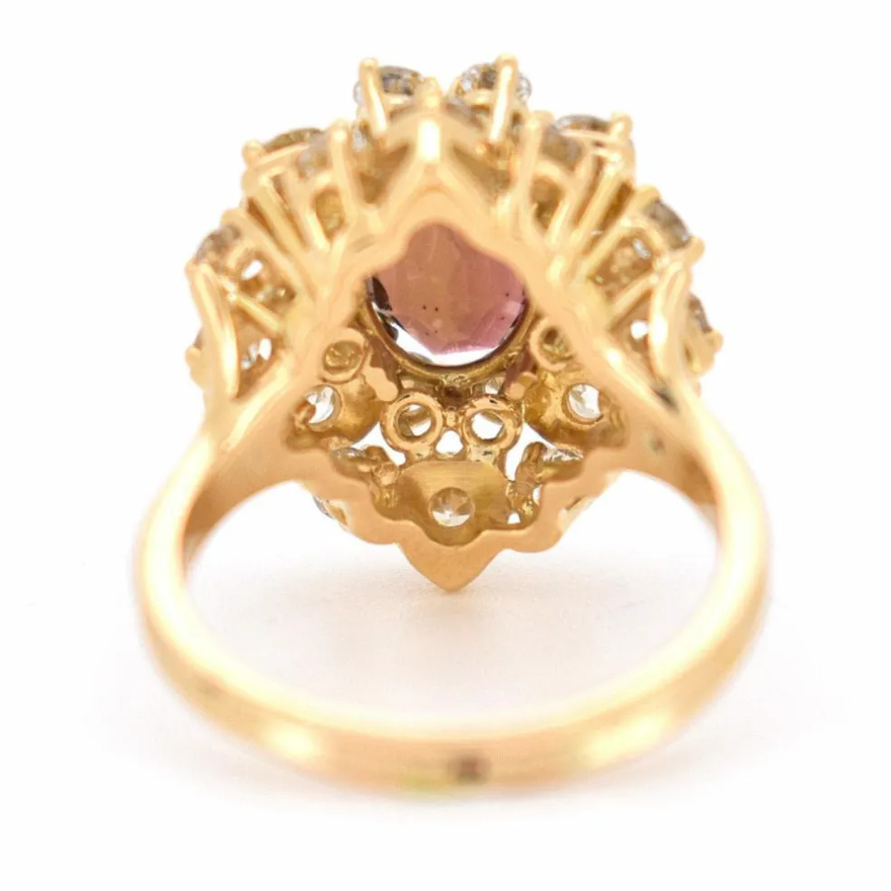 Bague Cocktail Vintage, Tourmaline et Diamants