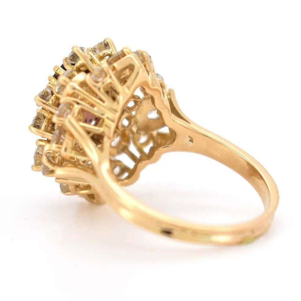 Bague Cocktail Vintage, Tourmaline et Diamants