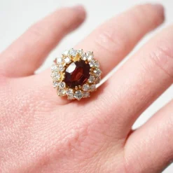 Bague Cocktail Vintage, Tourmaline et Diamants