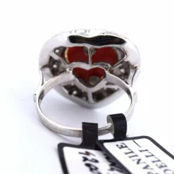 Bague coeur corail en or blanc