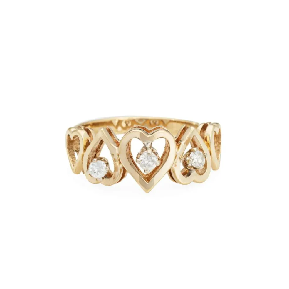 Bague Coeur Diamant Vintage Or Jaune
