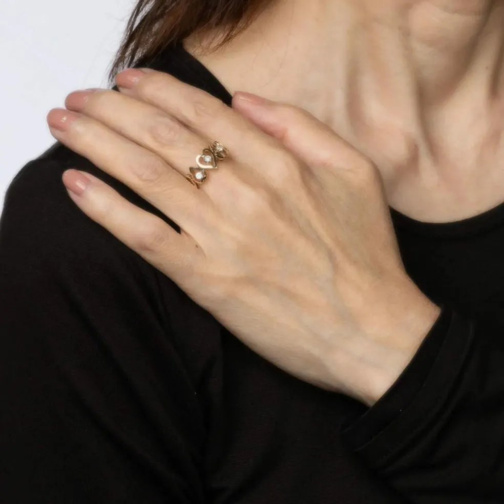 Bague Coeur Diamant Vintage Or Jaune