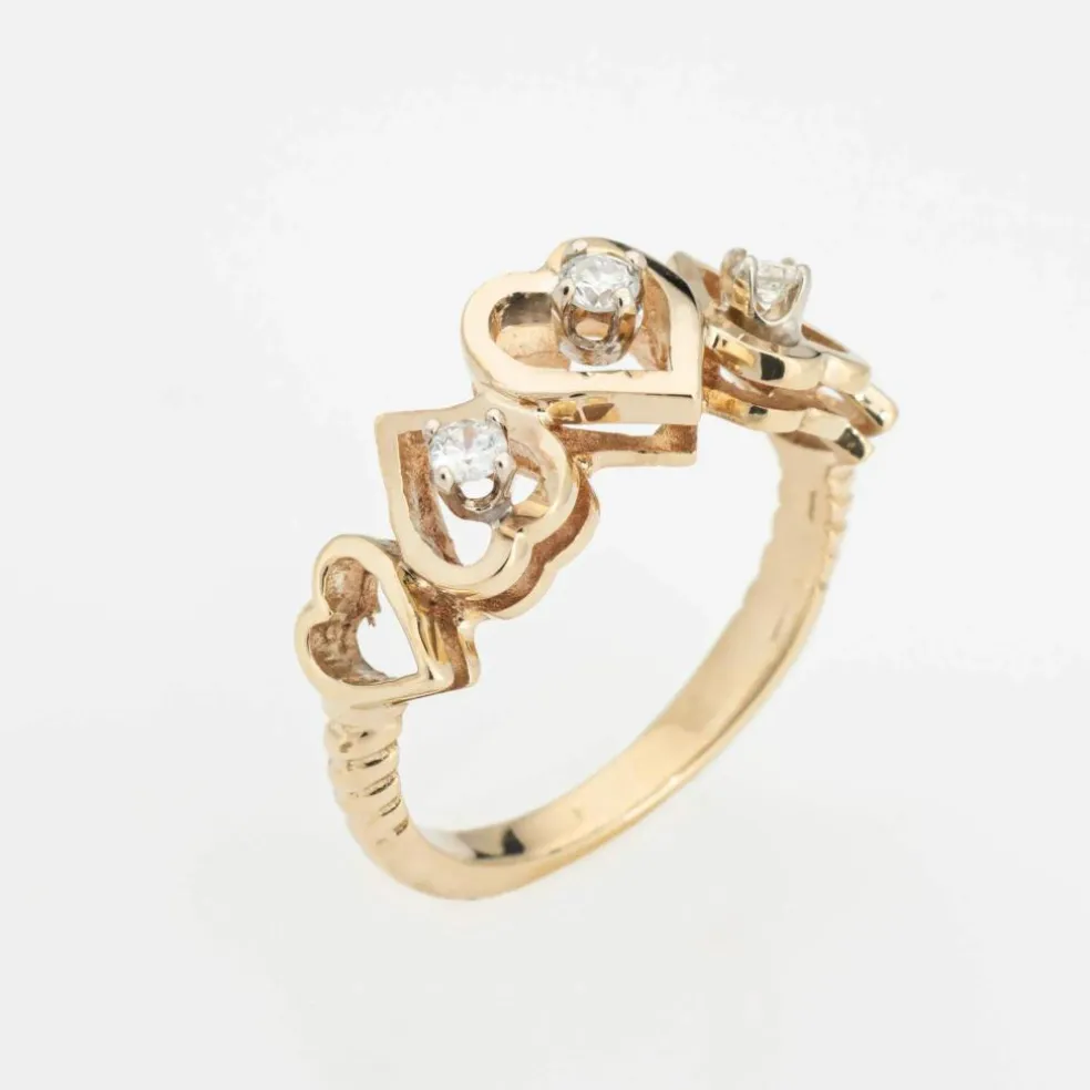 Bague Coeur Diamant Vintage Or Jaune