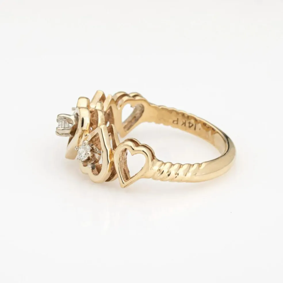 Bague Coeur Diamant Vintage Or Jaune