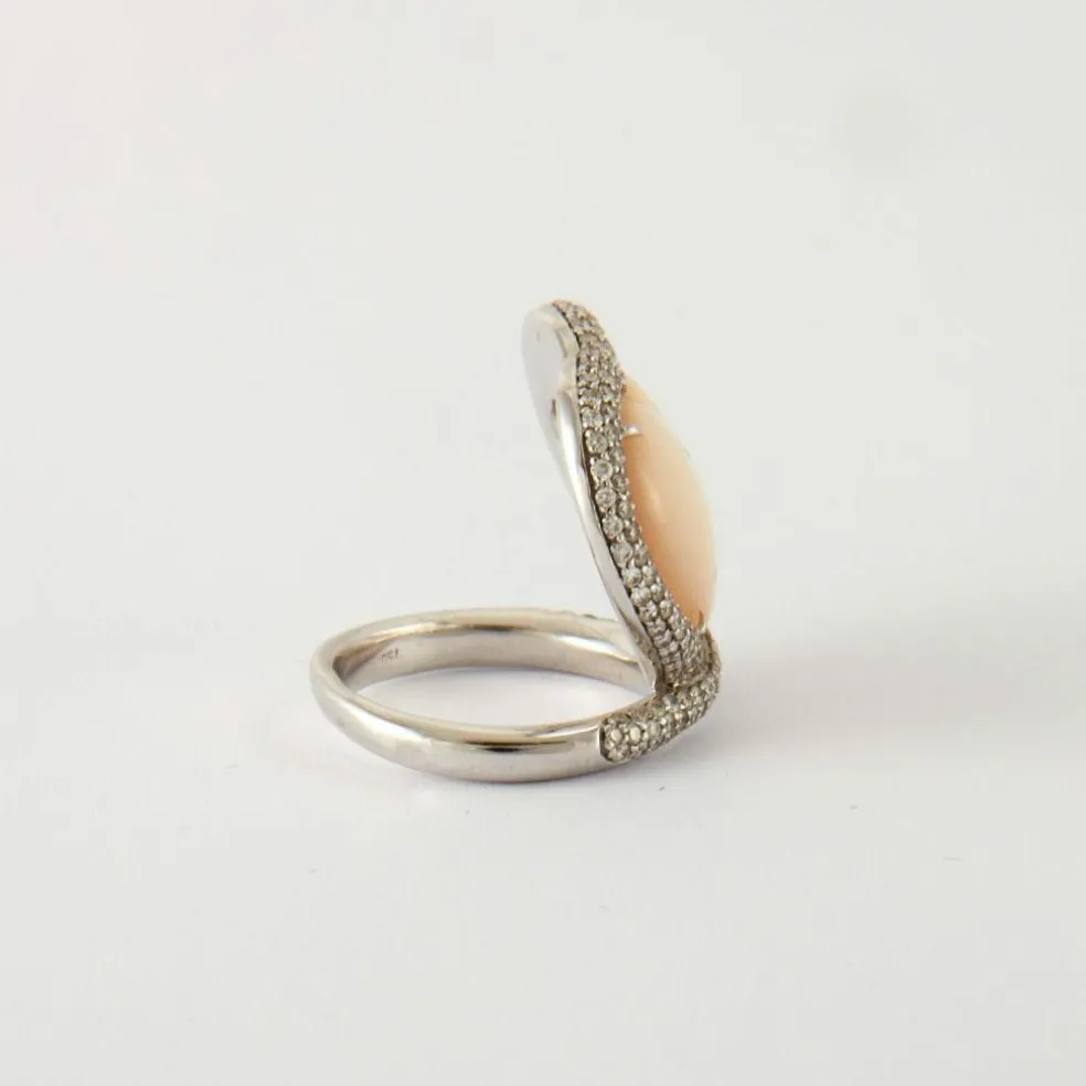 Bague Coeur Diamants Nacre