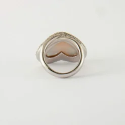 Bague Coeur Diamants Nacre