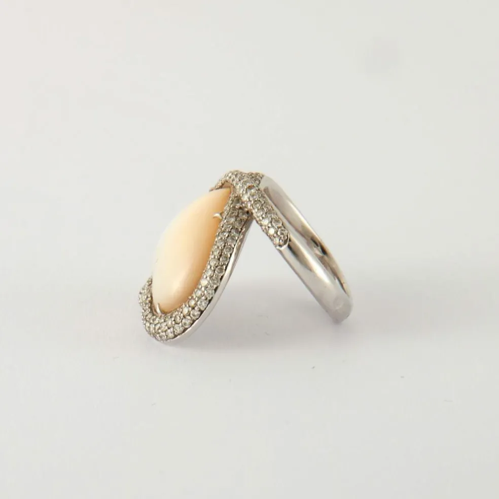 Bague Coeur Diamants Nacre