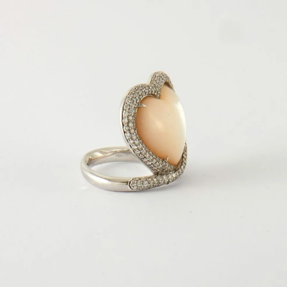 Bague Coeur Diamants Nacre