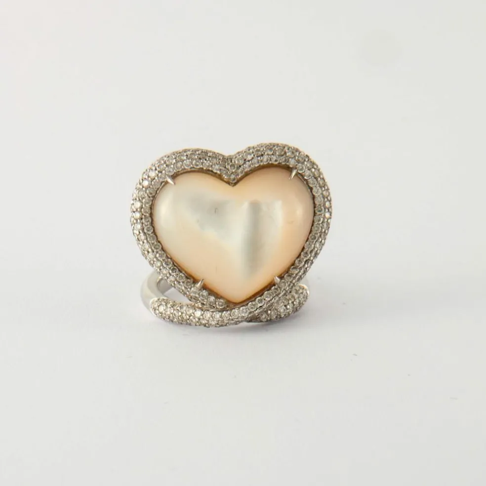 Bague Coeur Diamants Nacre