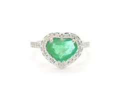 Bague coeur émeraude 2,07 carats et diamants