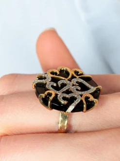 Bague Coeur Onyx Diamants