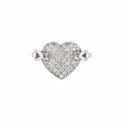 Bague coeur or blanc diamants brillants