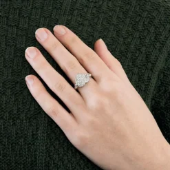 Bague coeur or blanc diamants brillants