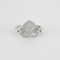 Bague coeur or blanc diamants brillants
