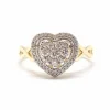 Bague coeur or jaune diamants